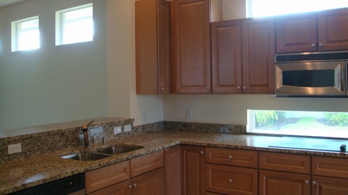 kitchen overlooking the family room