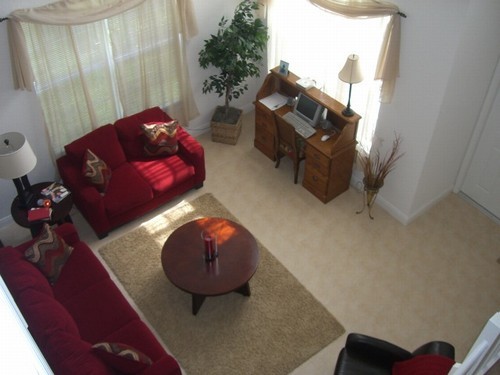 living room, tile floors