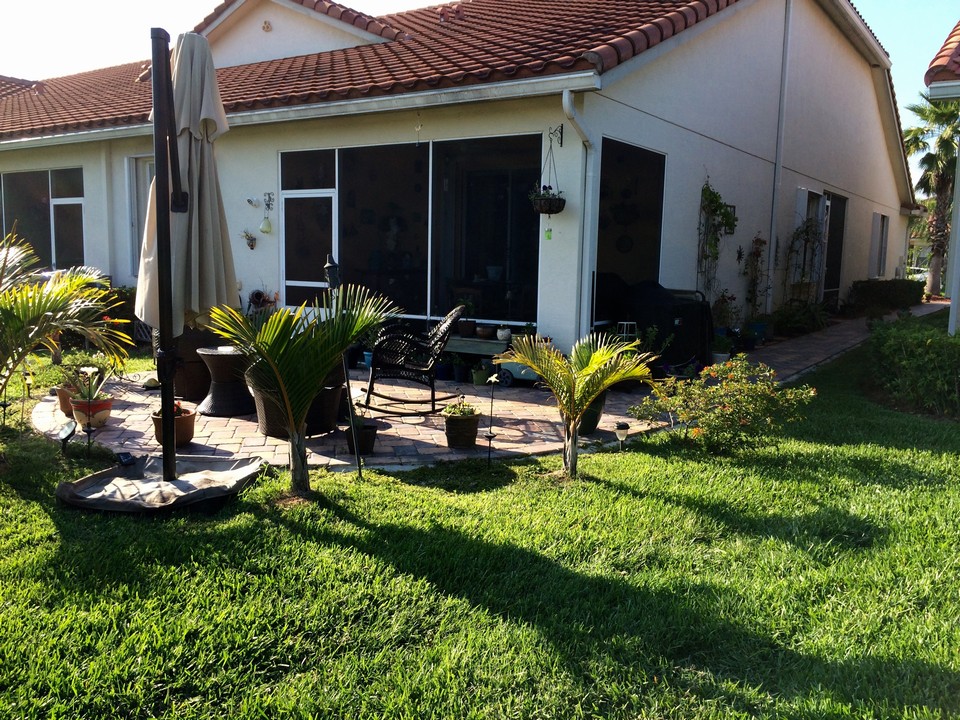 back view of villa, screened patio