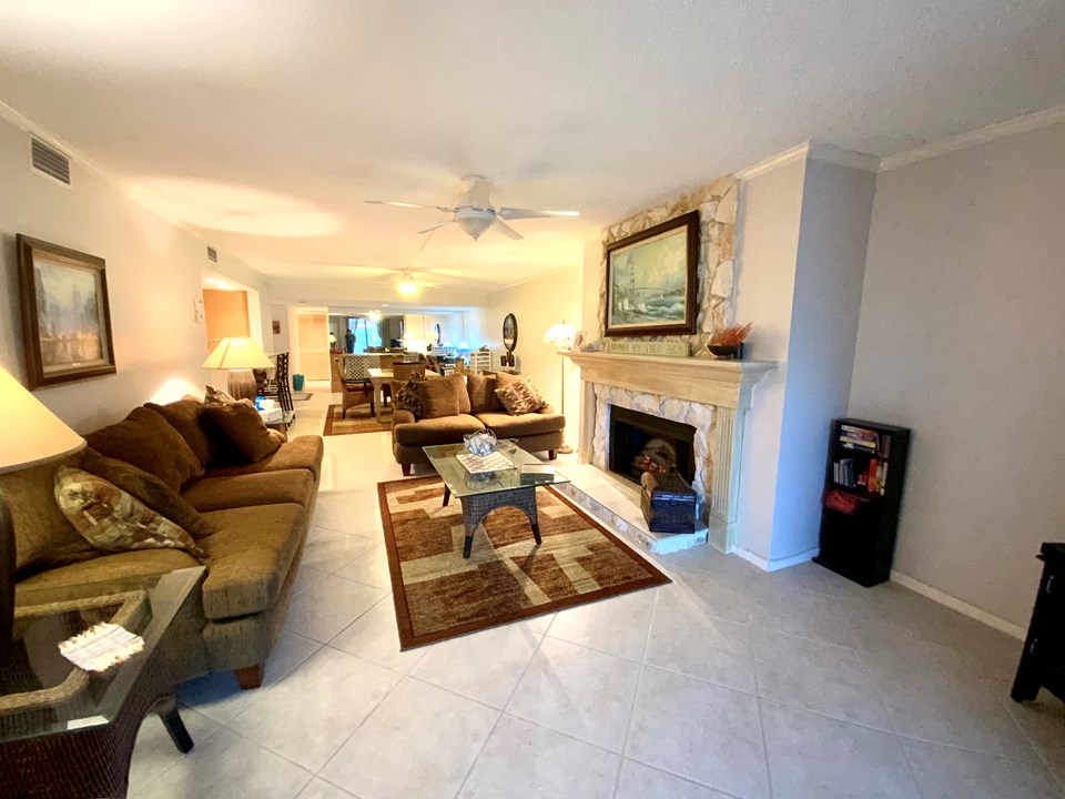 view of living/dining room from balcony