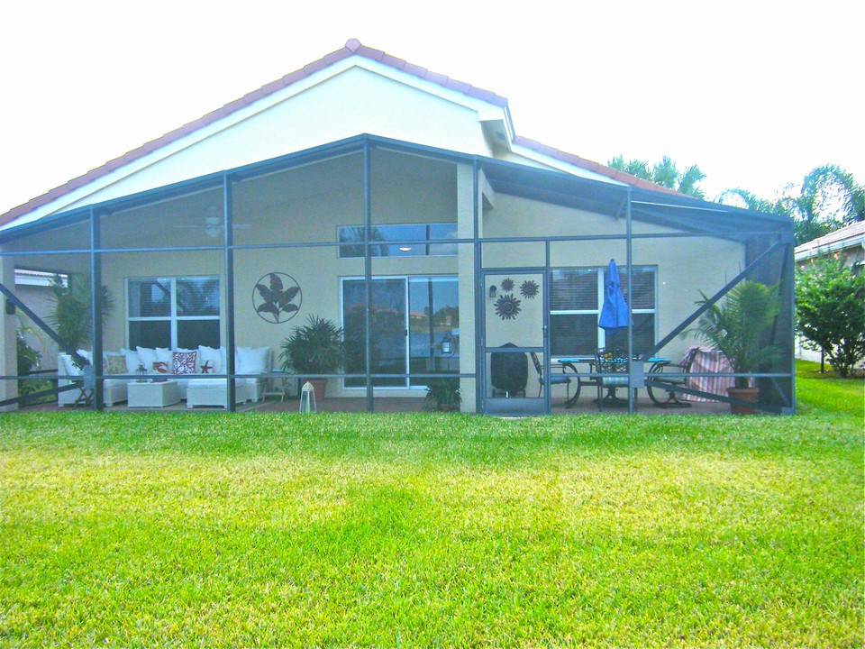rear view, screened covered patio