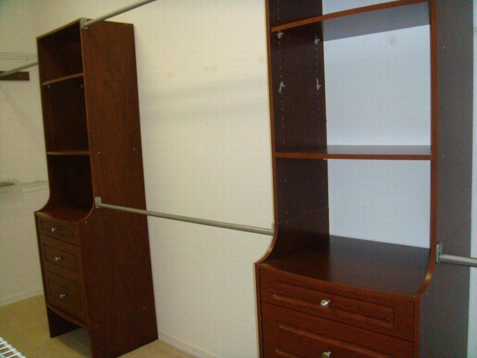 custom built-ins in walk in closet in master bedroom
