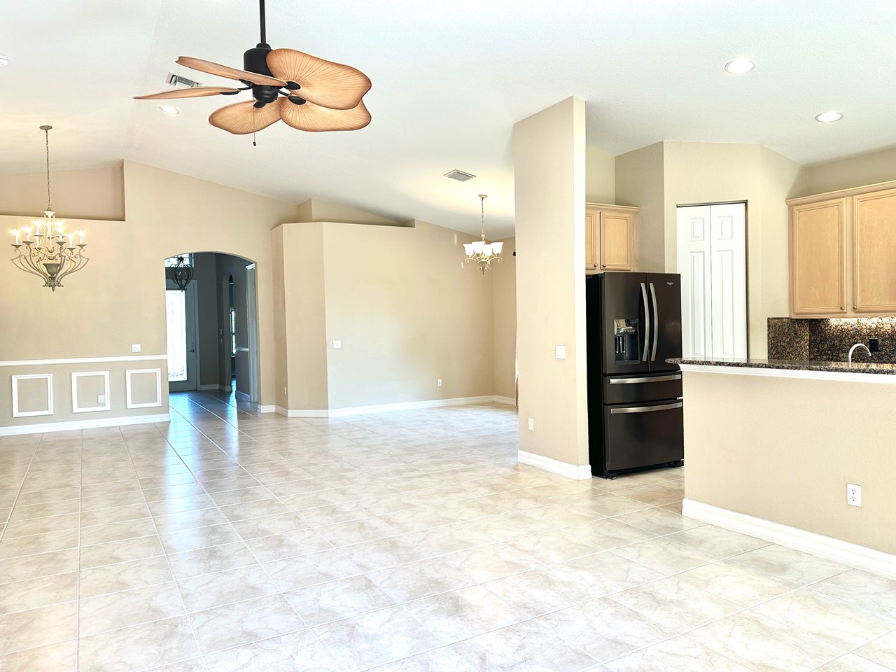 view from family room - dining room/living room/kitchen
