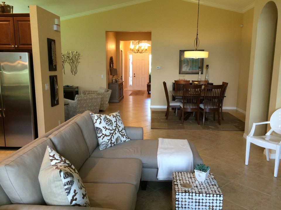 view from family room to dining room