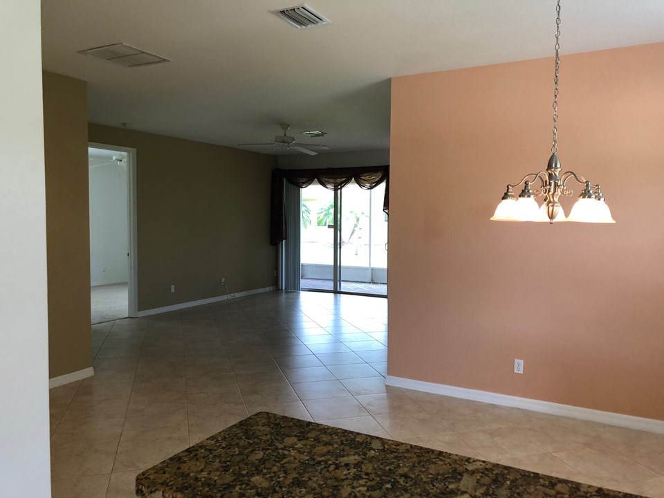 view from kitchen to living room