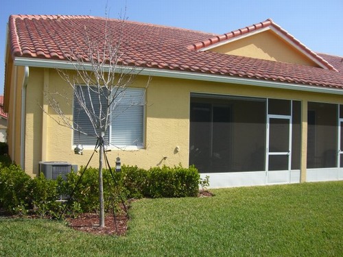 back of villa and patio