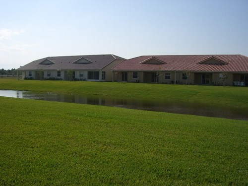 large backyard overlooking lake