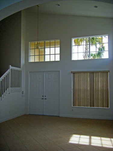double front entry to living room