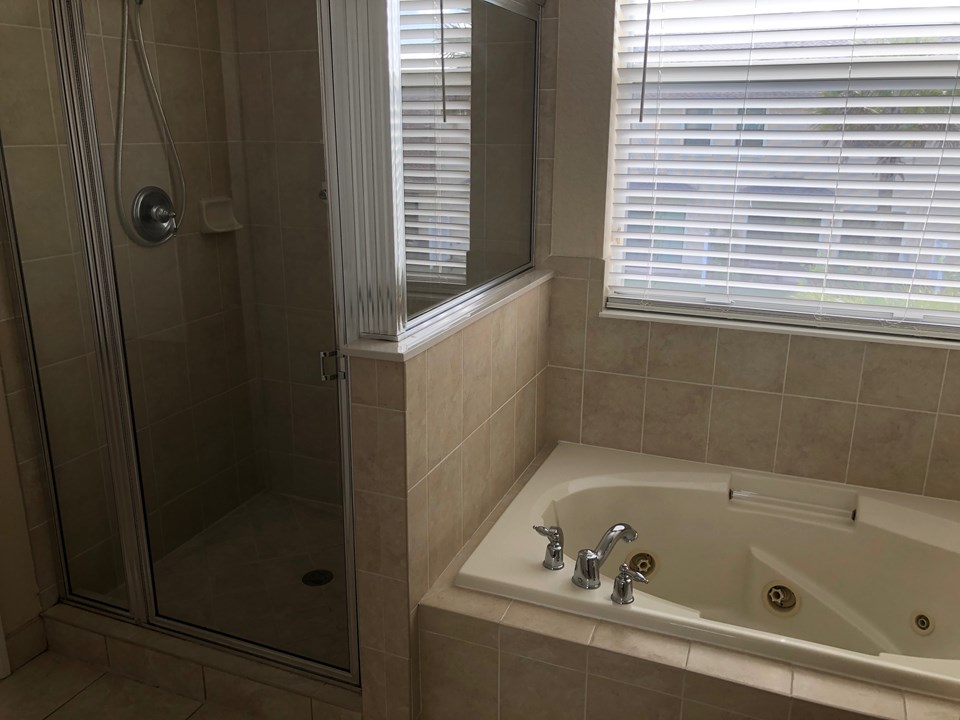 separate shower, jetted tub