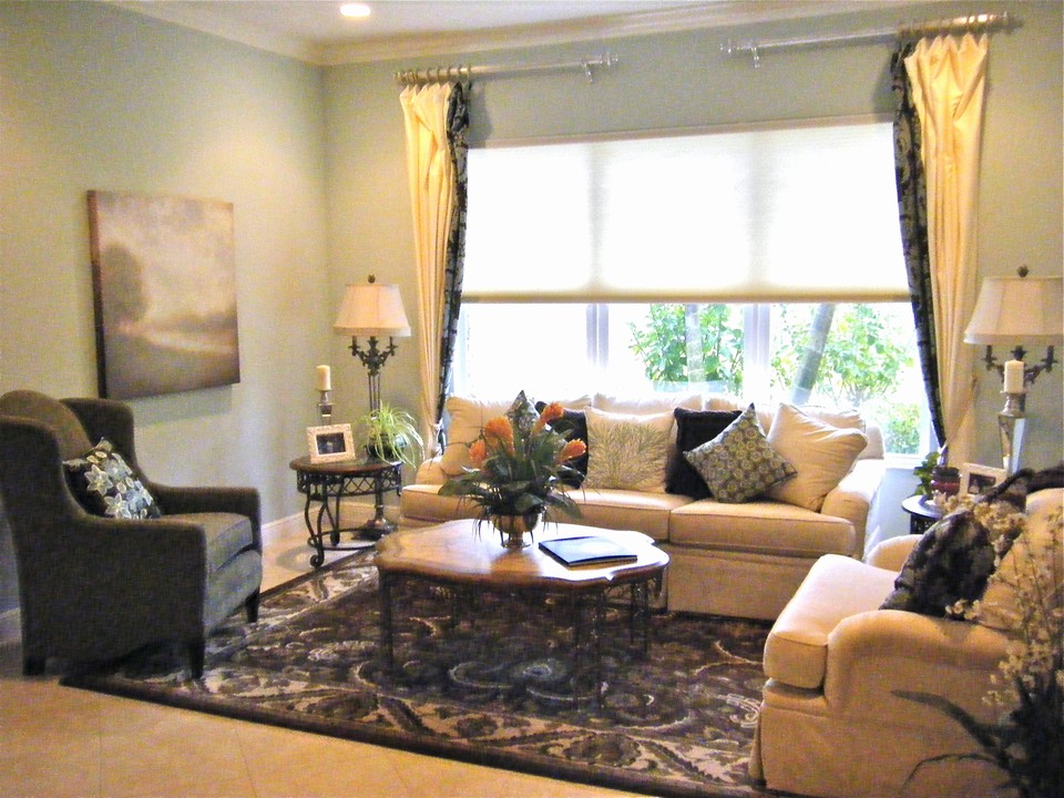 living room, decorator furnished