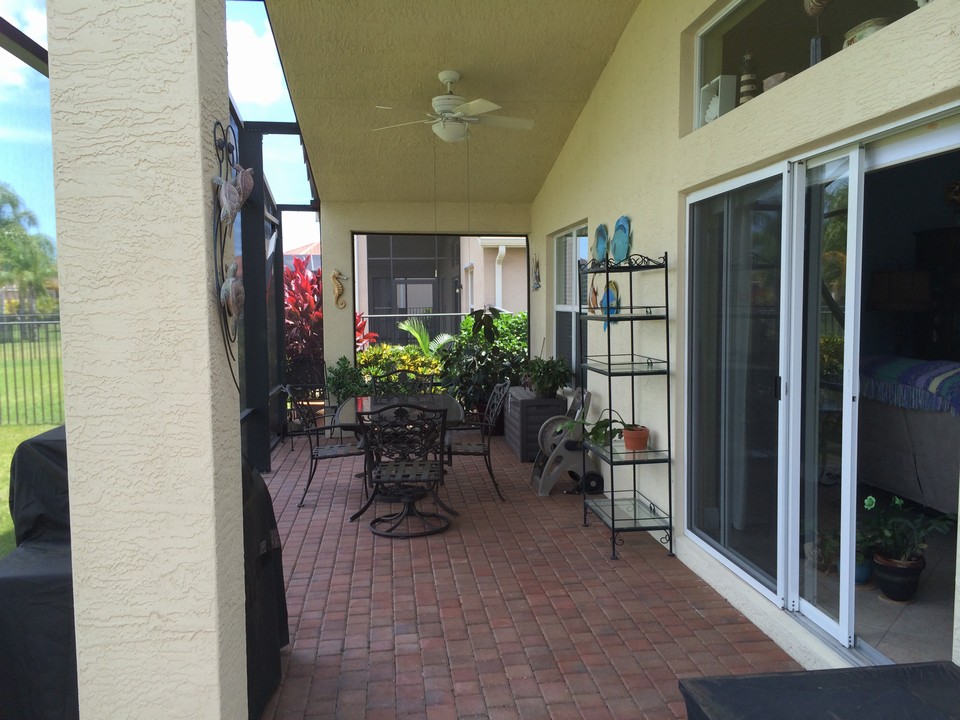 screened patio with pavers