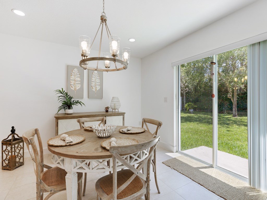 dining area with view of preserve