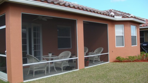 screened patio with french doors