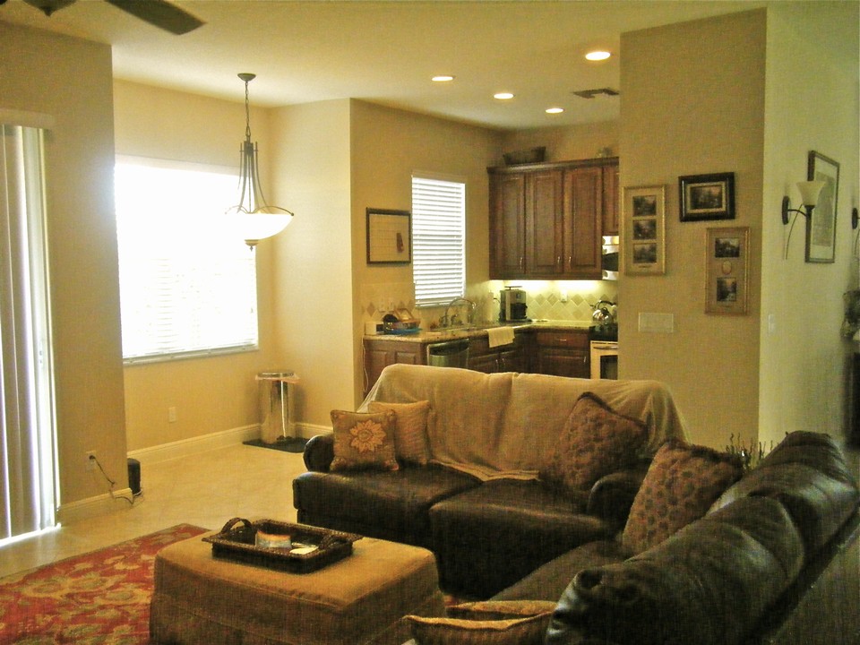 view from family room, breakfast nook and kitchen