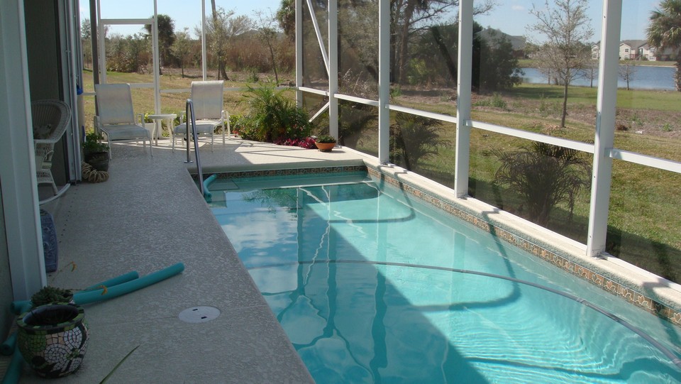 pool with view of lake