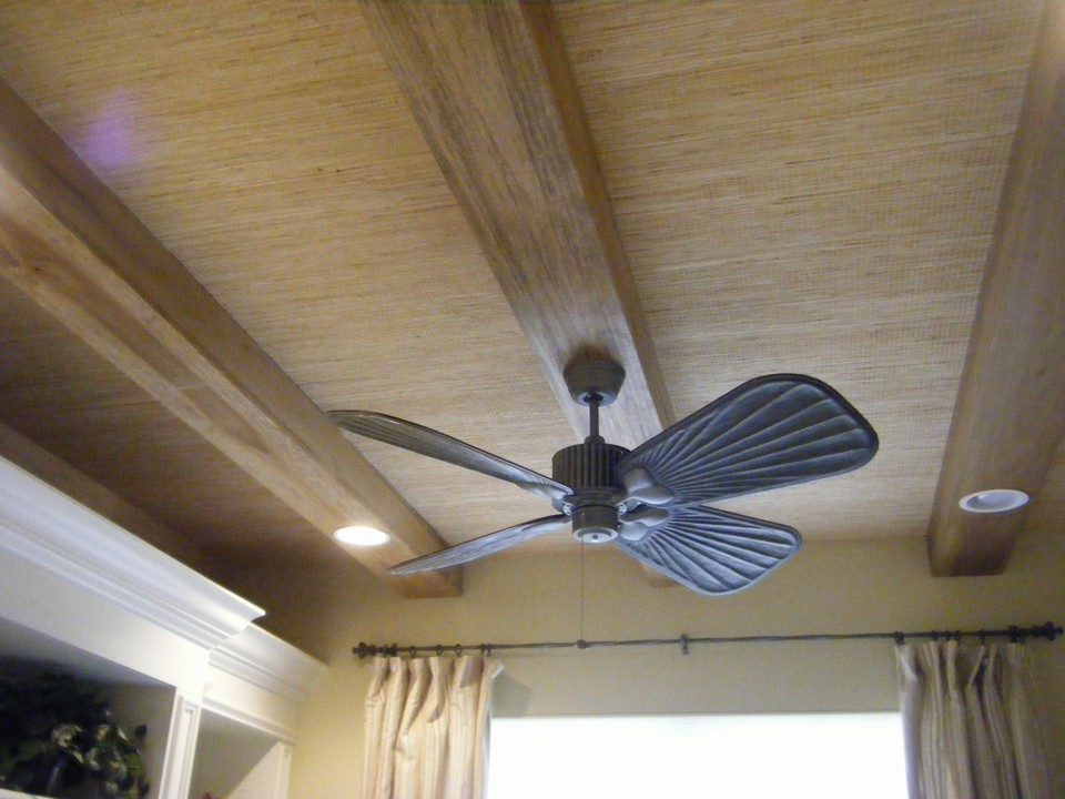 beamed ceiling in den
