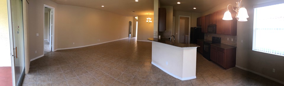 view of great room, kitchen & breakfast area