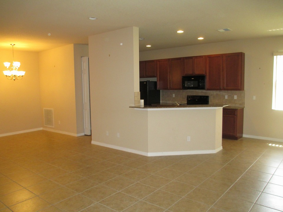 view from living room to kitchen & snack counter