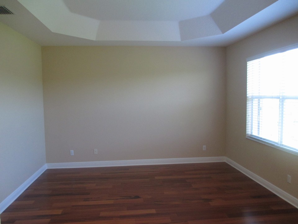 master bedroom, tray ceiling, wood floors