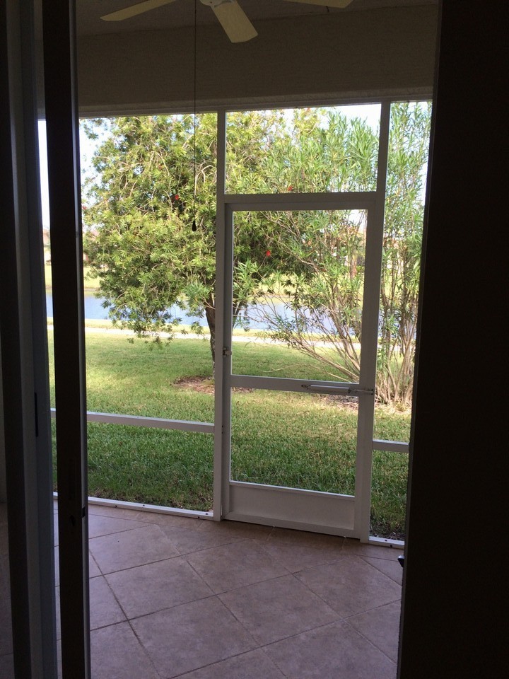 screened covered patio overlooking lake