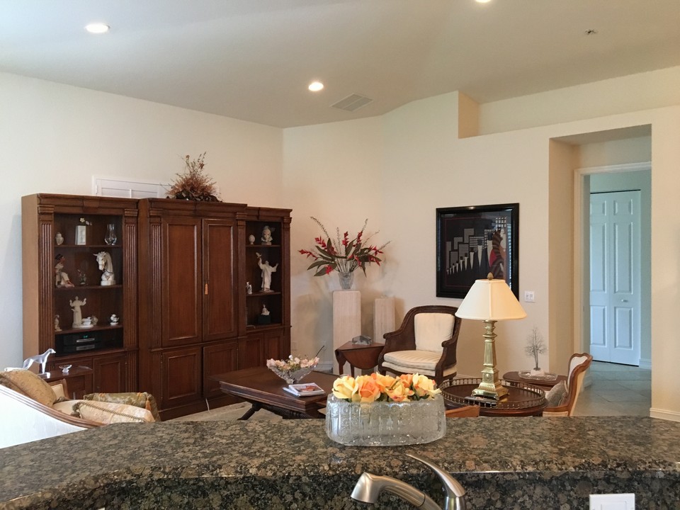 view from kitchen to great room