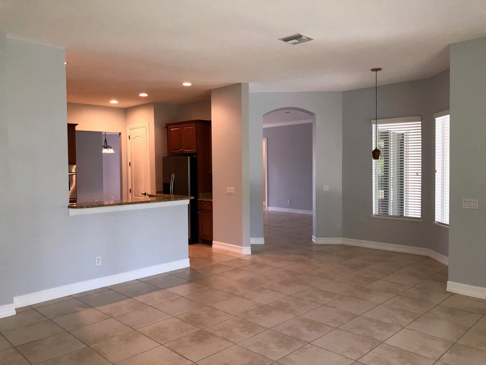 family room looking to cafe, kitchen & living room