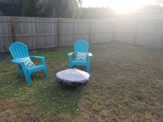 fenced backyard
