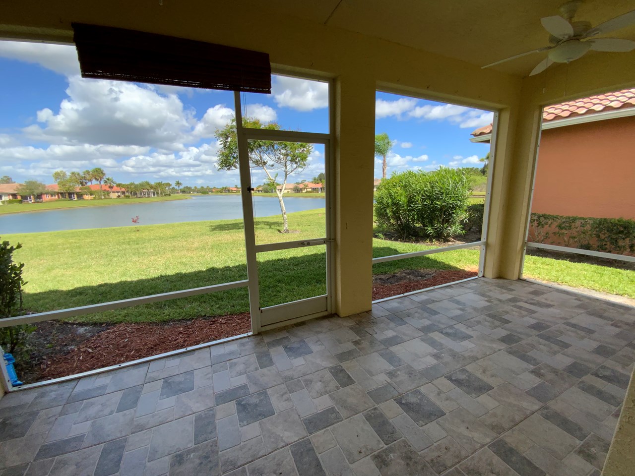 covered screened patio overlooking lake
