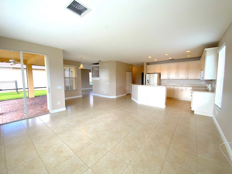 family room and kitchen