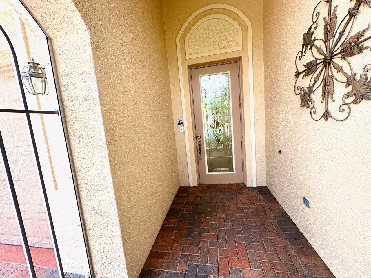 elegant glass front door & foyer