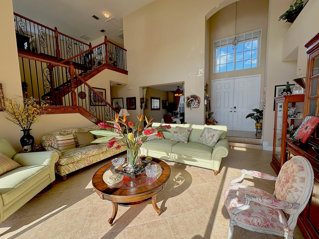 view of foyer/living room & dining room