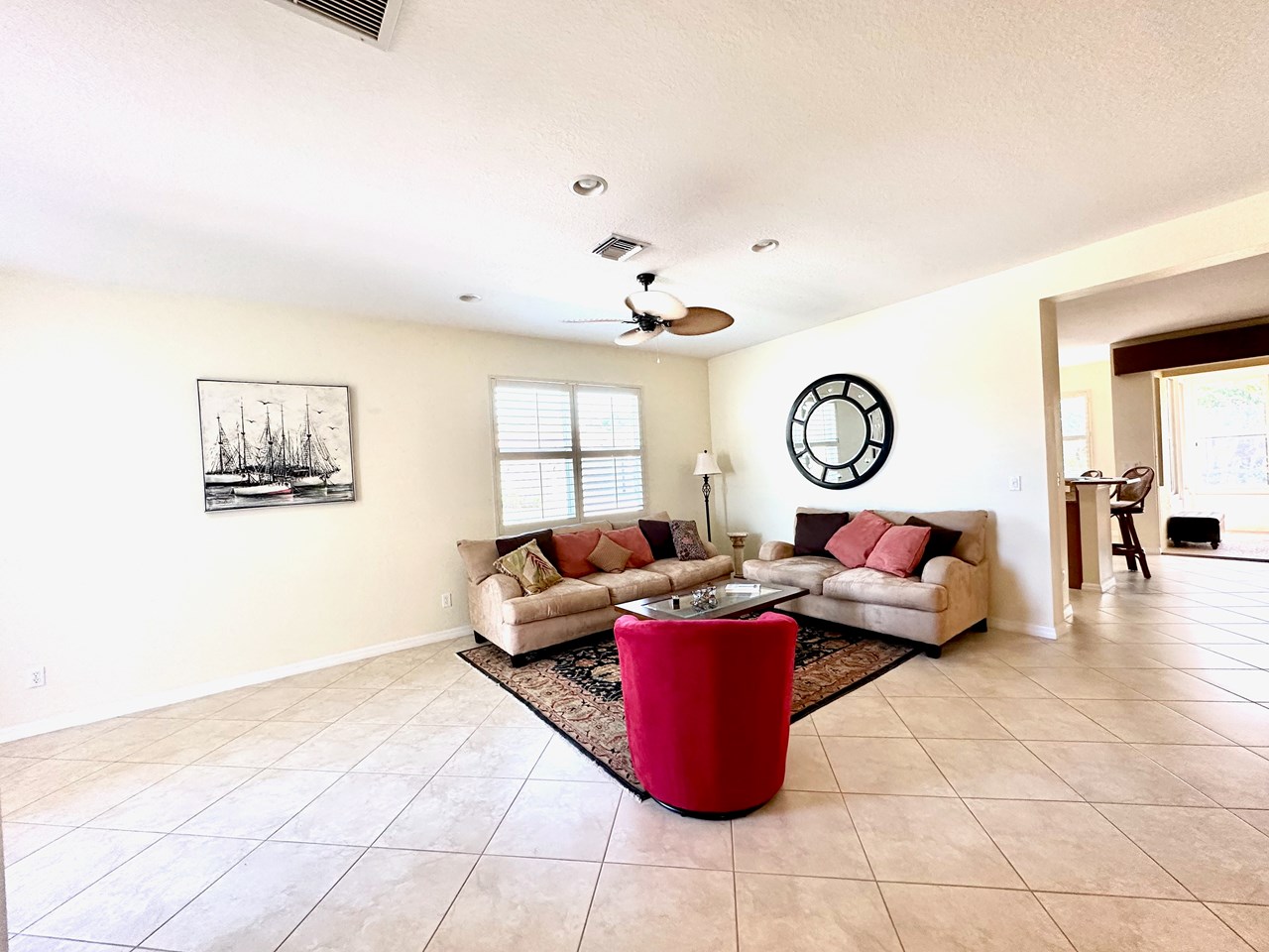 living room-diagonal tile flooring
