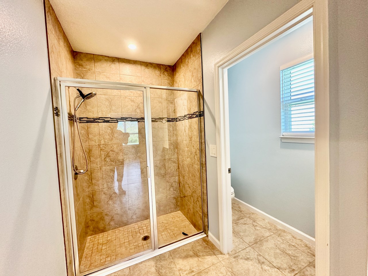 spacious walk in shower